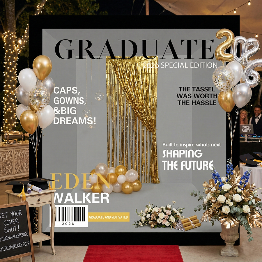 6.5x7.5ft Walk-In Party Vogue Magazine Graduate Wedding Photo Booth Box Turn Every Guest Into a Cover Star