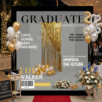 6.5x7.5ft Walk-In Party Vogue Magazine Graduate Wedding Photo Booth Box Turn Every Guest Into a Cover Star