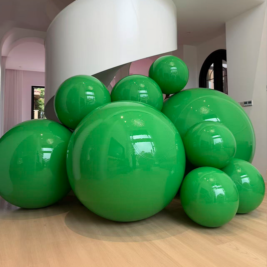 Large Matte Inflatable Balls Green PVC Reusable Event Decor for Party & Wedding