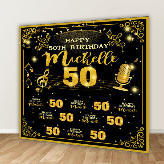 Happy 50th Birthday Party Decoration Fabric Background Backdrop