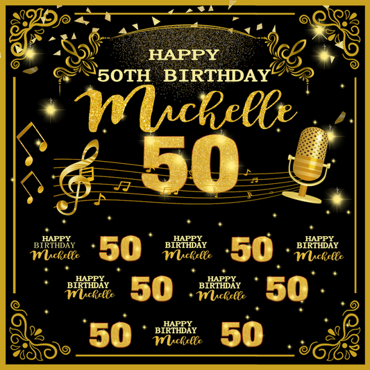 Happy 50th Birthday Party Decoration Fabric Background Backdrop