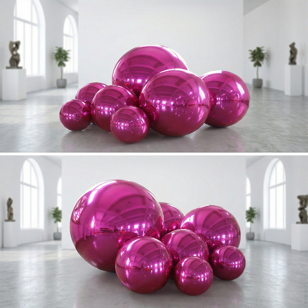 Hot Pink Color Inflatable Mirror Ball Reusable Big Bubble Shiny Balloon Balls