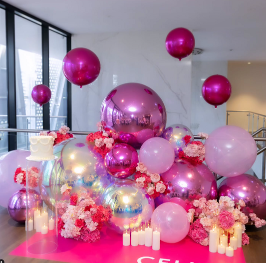Hot Pink Color Inflatable Mirror Ball Reusable Big Bubble Shiny Balloon Balls