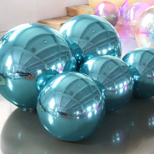 Light Blue Color Inflatable Mirror Ball Reusable Big Bubble Shiny Balloon Balls