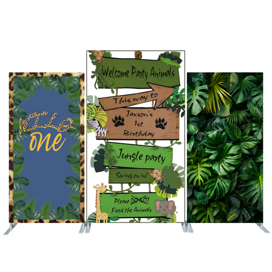 Wild One Jungle Safari Birthday Party Rectangular Backdrop Wall Cloth Cover