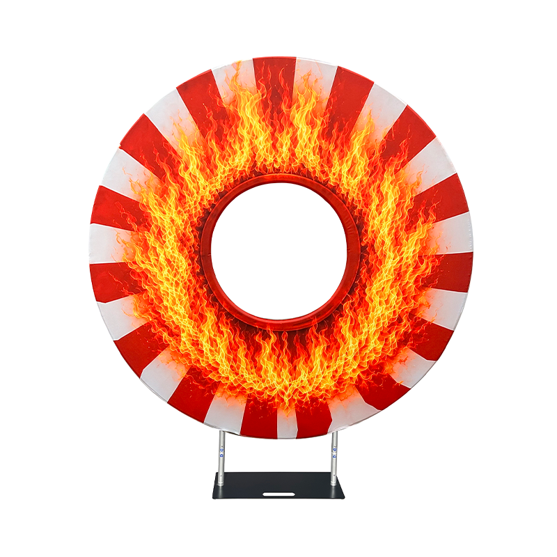 6.5ft Hollow Round Backdrop Frame with Custom Cover, Versatile Double Ring Event Stand for Donut, Race Car Tire & Nautical Party Themes