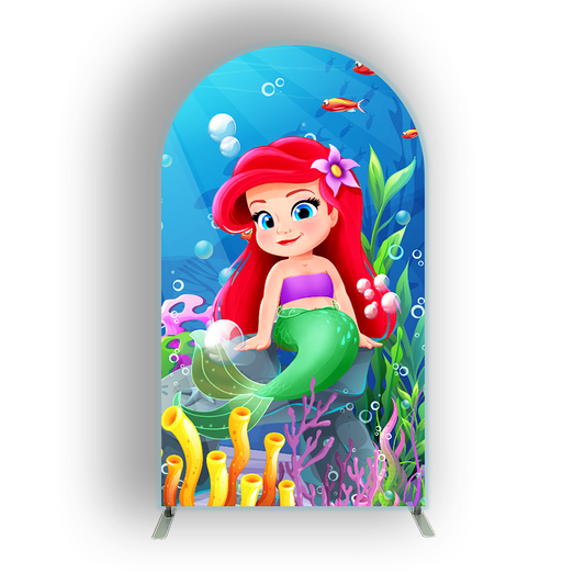 4*7ft Mermaid Theme Birthday Party Arch Backdrop Cover With Stand