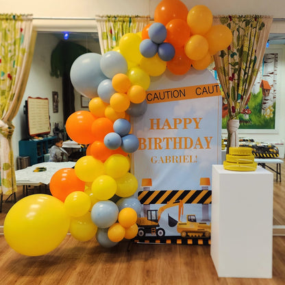 Construction Vehicles Theme Arch Backdrop Wall Cloth Cover For Birthday Baby Shower Party