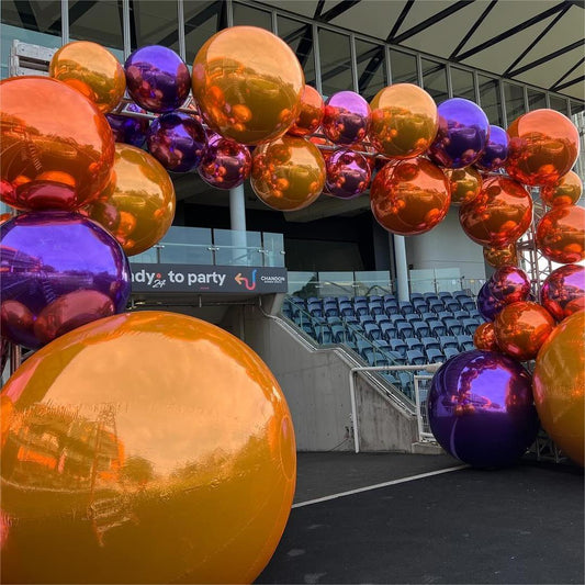 Orange Color Inflatable Mirror Ball Reusable Big Bubble Shiny Balloon Balls