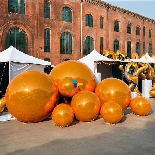 Orange Color Inflatable Mirror Ball Reusable Big Bubble Shiny Balloon Balls