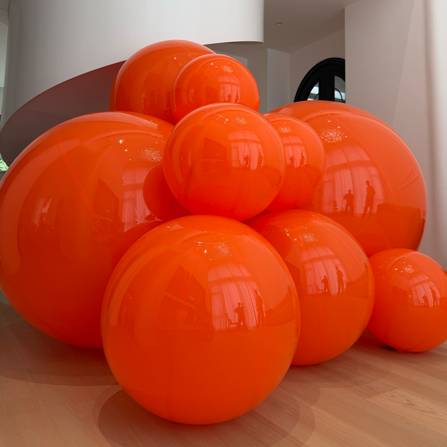 Large Matte Inflatable Balls Orange PVC Reusable Event Decor for Party & Wedding