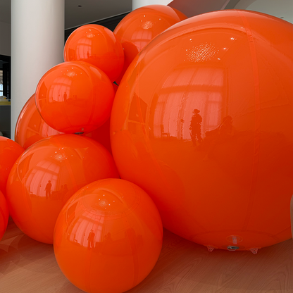 Large Matte Inflatable Balls Orange PVC Reusable Event Decor for Party & Wedding
