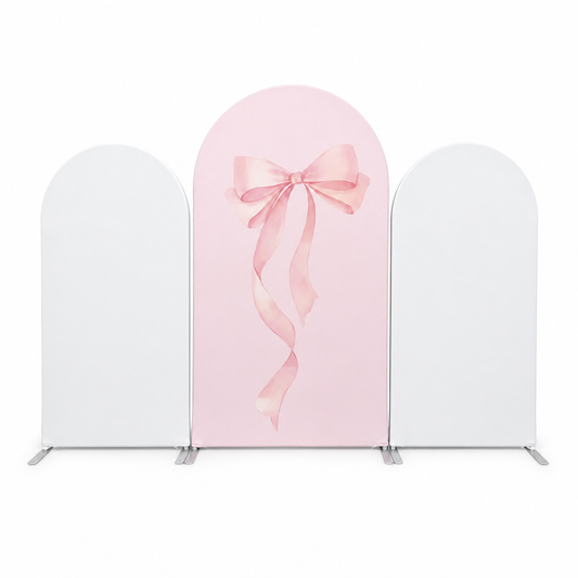 Pink ribbon arch backdrop cover with blank side panels