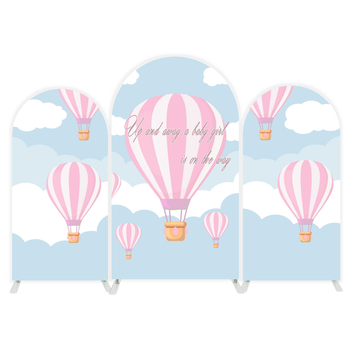 Aperturee Teddy Bear Hot Air Balloon Arch Backdrop, Girl Baby Shower Decor, Pink Airplane Adventure Theme Party