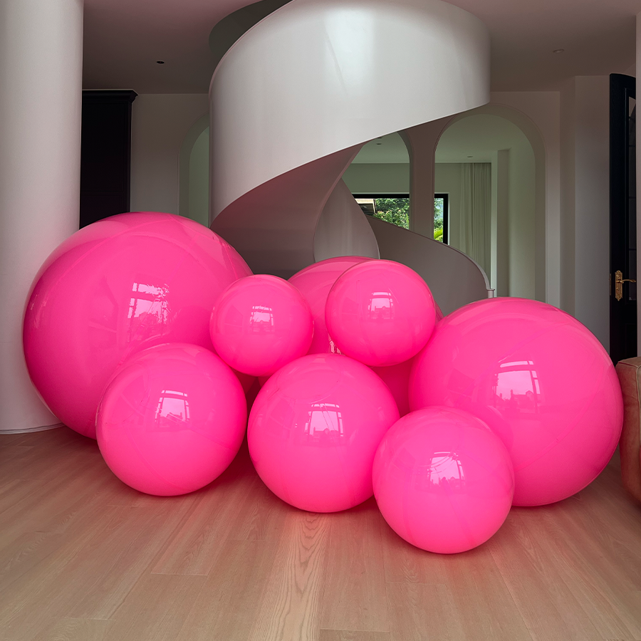 Large Matte Inflatable Balls Pink PVC Reusable Event Decor for Party & Wedding