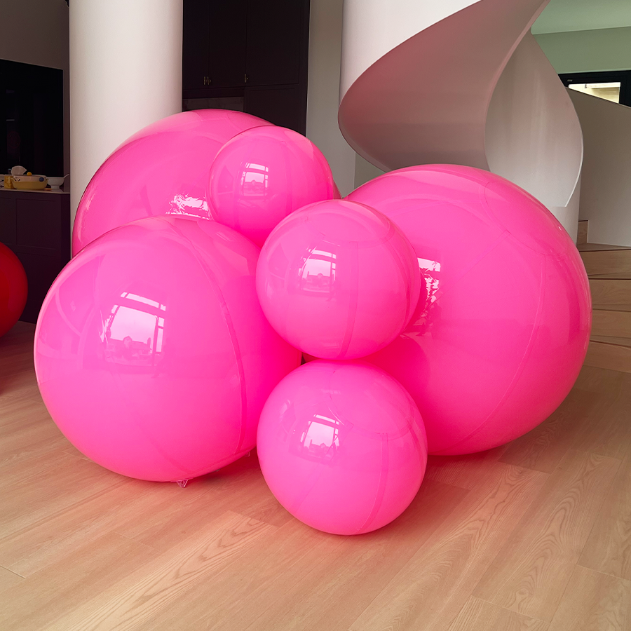 Large Matte Inflatable Balls Pink PVC Reusable Event Decor for Party & Wedding