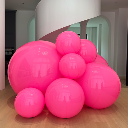 Large Matte Inflatable Balls Pink PVC Reusable Event Decor for Party & Wedding