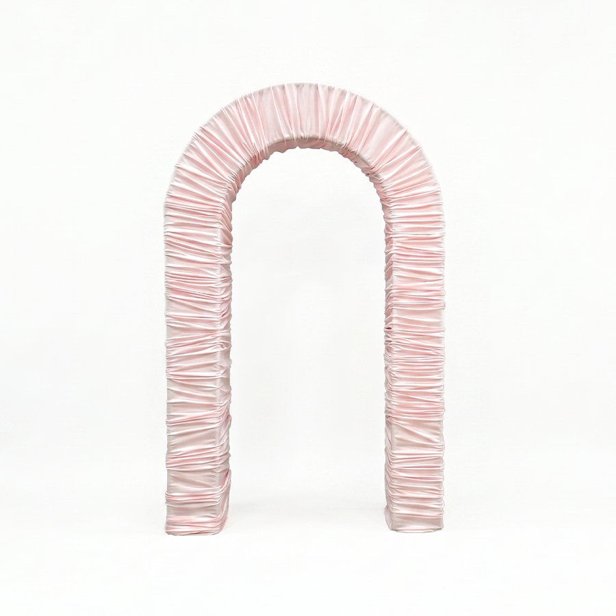 4.3x7ft 3D Arch Backdrop Stand With Ruched Fabric Cover For Birthday Baby Shower Party Backdrop