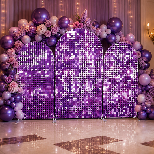 Purple Sequin Arch Backdrop Party Wall Cover