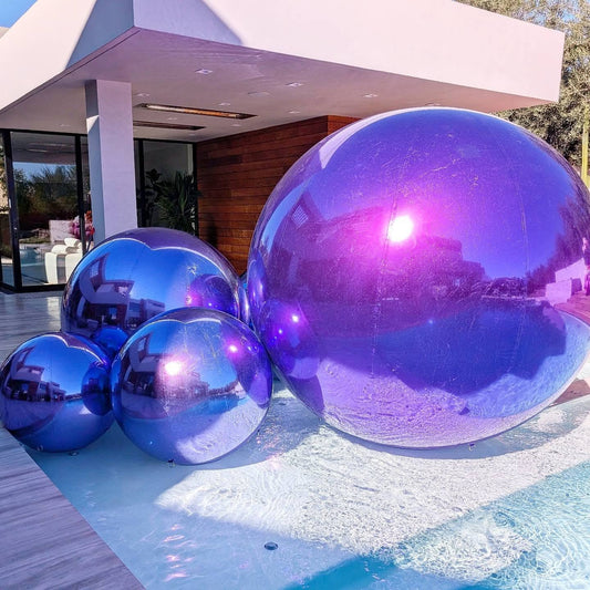 Purple Color Inflatable Mirror Ball Reusable Big Bubble Shiny Balloon Balls
