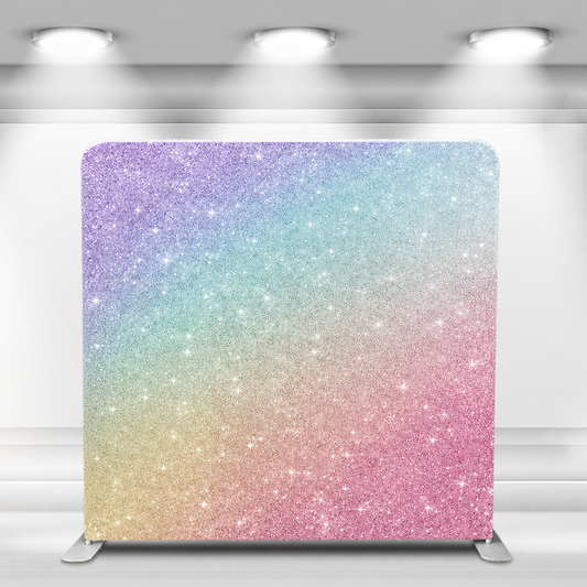 Rainbow sparkle fabric photo booth backdrop with aluminum stand