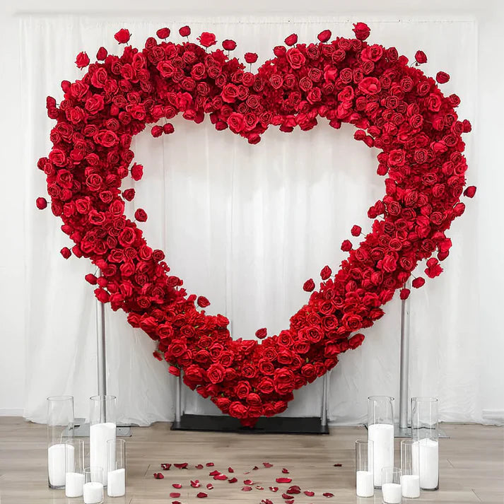 red heart flower wall