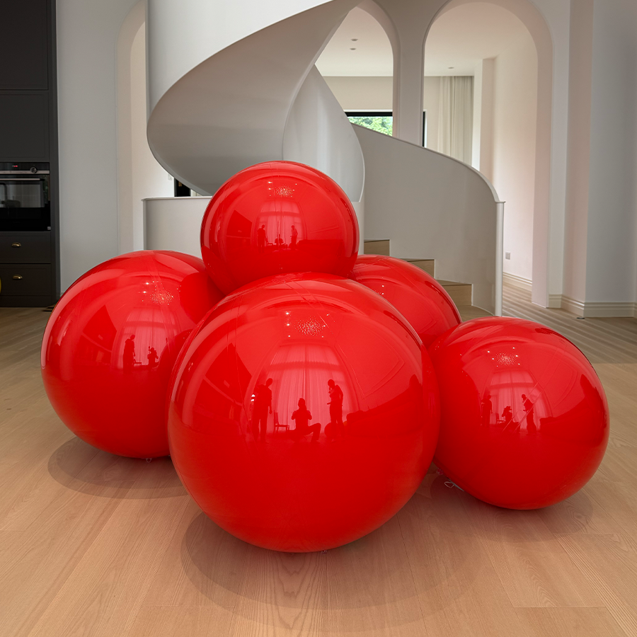 Giant Matte Inflatable Balls Red PVC Reusable Event Decor for Party & Wedding