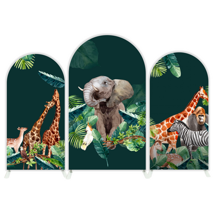 Safari Jungle Wild Theme Happy Birthday Party Arch Backdrop Cover