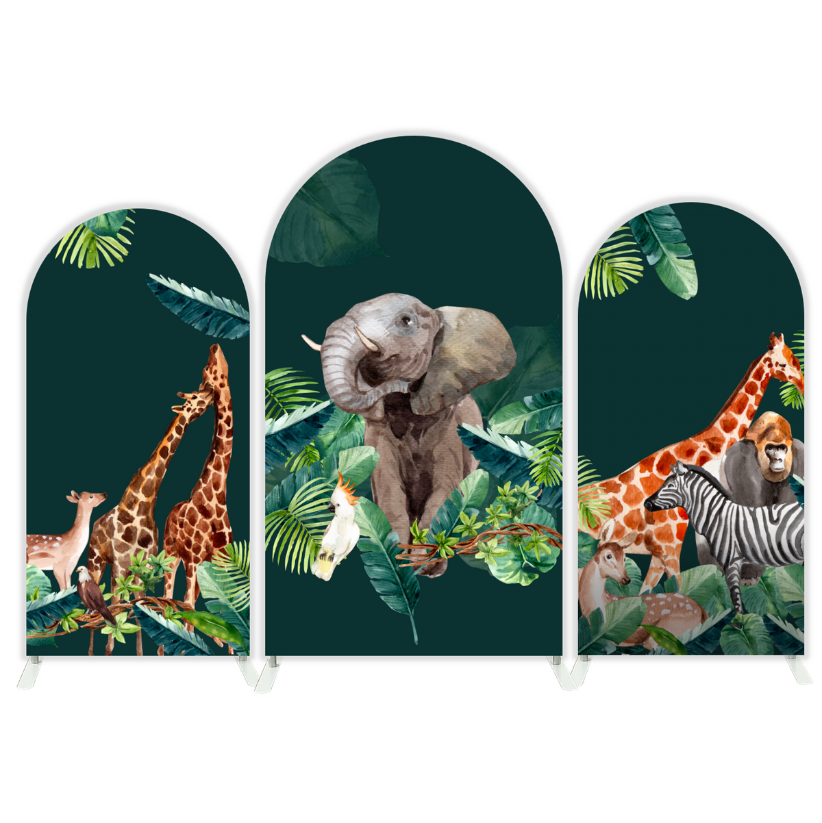 Safari Jungle Wild Theme Happy Birthday Party Arch Backdrop Wall Cloth ...