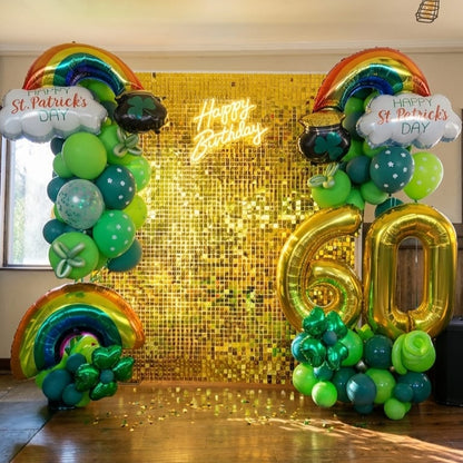 8ft by 8ft Gold Shimmer Sequin Backdrop Wall Panels For Birthday Wedding Baby Shower Bridal