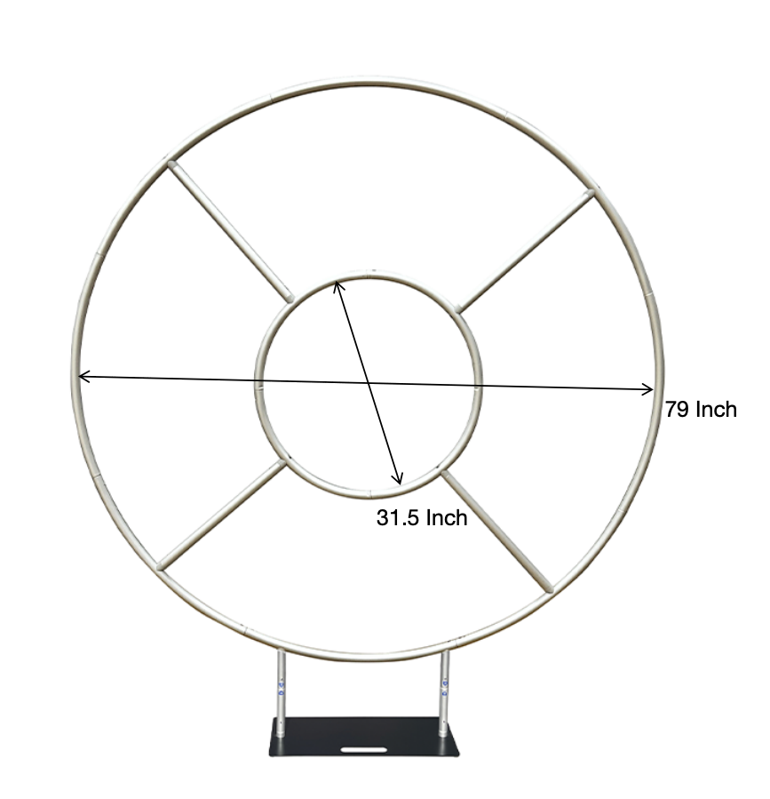 6.5ft Hollow Round Backdrop Frame with Custom Cover, Versatile Double Ring Event Stand for Donut, Race Car Tire & Nautical Party Themes