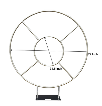 6.5ft Hollow Round Backdrop Frame with Custom Cover, Versatile Double Ring Event Stand for Donut, Race Car Tire & Nautical Party Themes