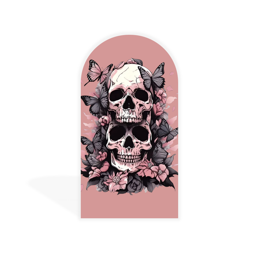 Rose Skull Halloween Party Arch Backdrop Wall Cloth Cover