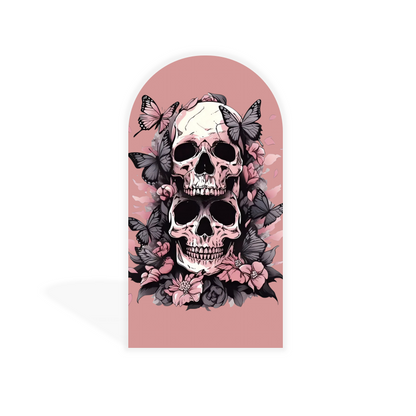 Rose Skull Halloween Party Arch Backdrop Wall Cloth Cover