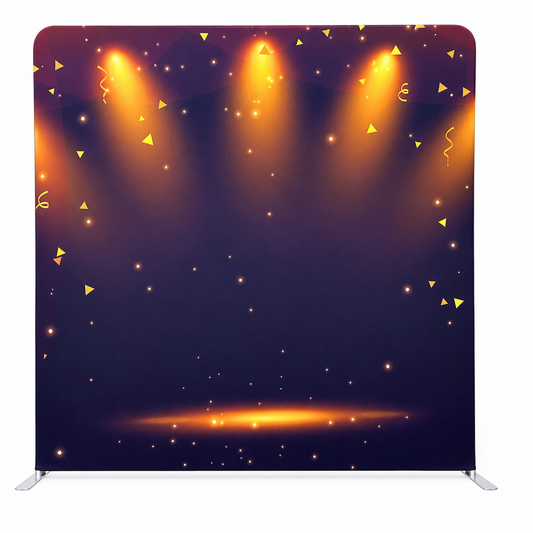 Backdrop with stage spotlight design on tension fabric with aluminum stand