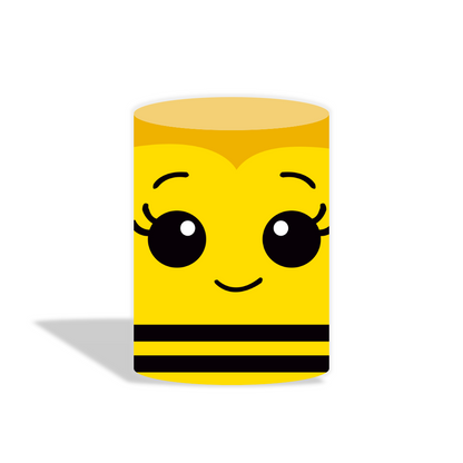 Sweet Bee Background Baby Shower Decoration Round Circle Backdrop Cover Plinth Cylinder Pedestal Cover