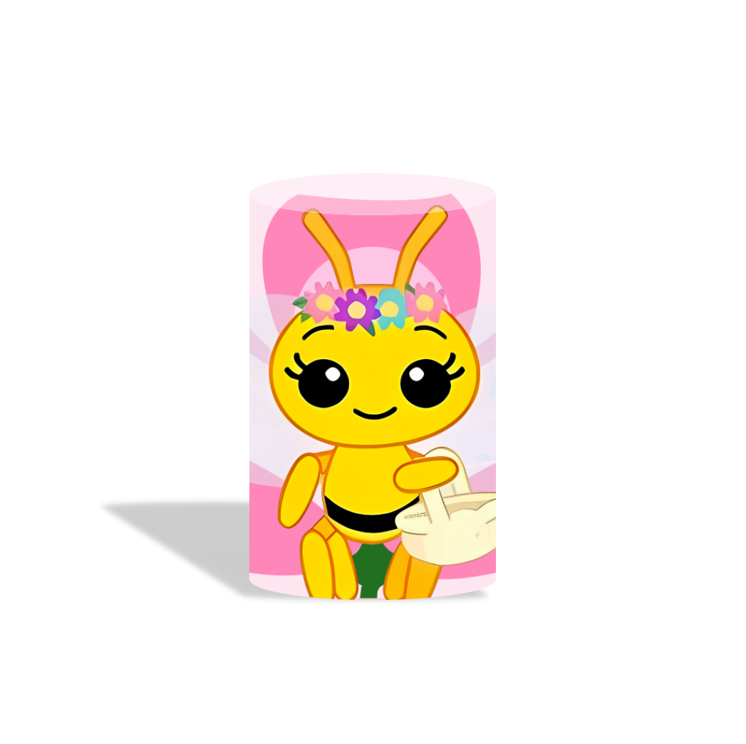 Sweet Bee Background Baby Shower Decoration Round Circle Backdrop Cover Plinth Cylinder Pedestal Cover