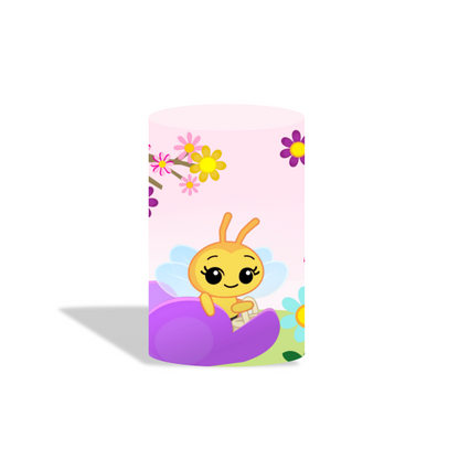 Sweet Bee Background Baby Shower Decoration Round Circle Backdrop Cover Plinth Cylinder Pedestal Cover