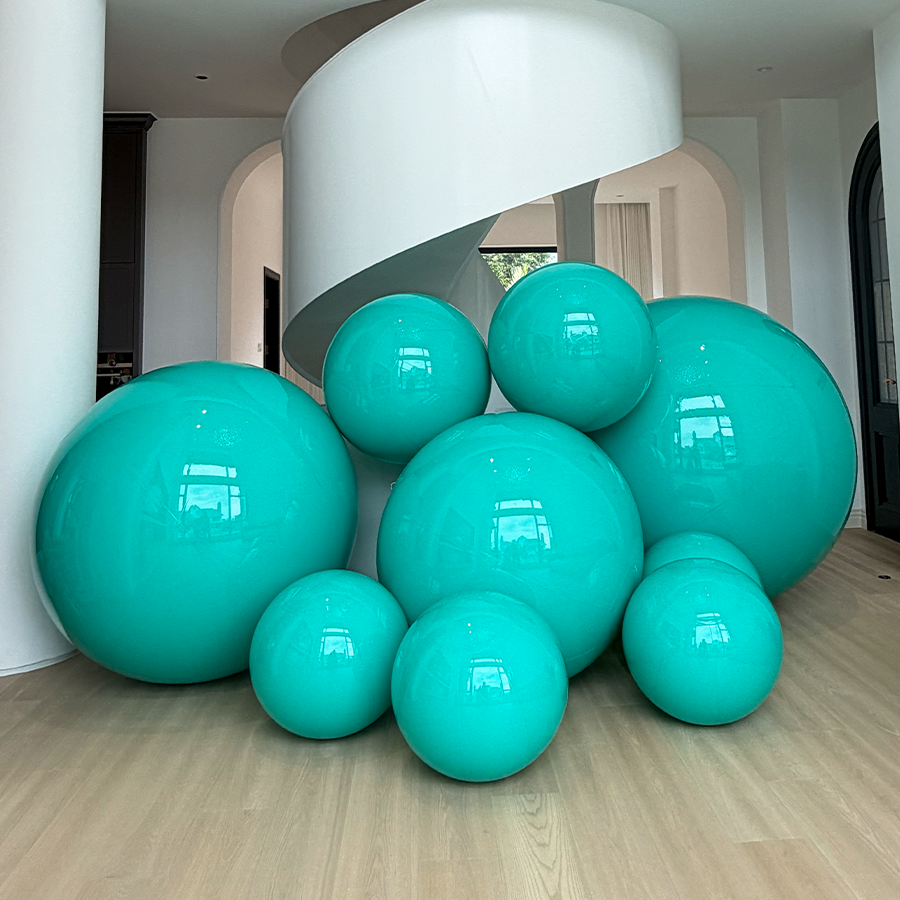 Giant Matte Inflatable Balls Teal Color Reusable Large Party Decor for Events Weddings Backdrops