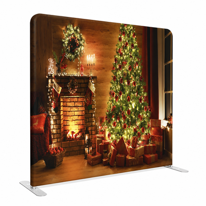 Side view of Christmas backdrop with stand
