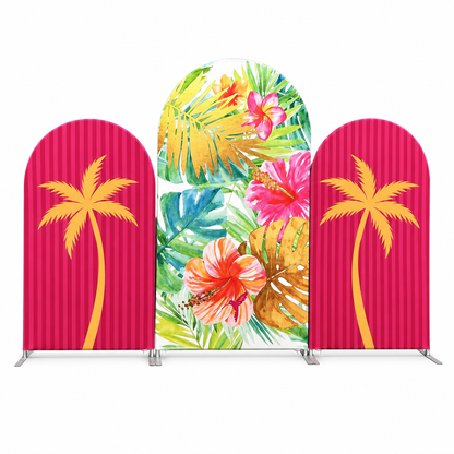 Tropical palm arch backdrop cover with floral design
