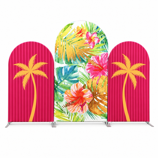 Tropical palm arch backdrop cover with floral design