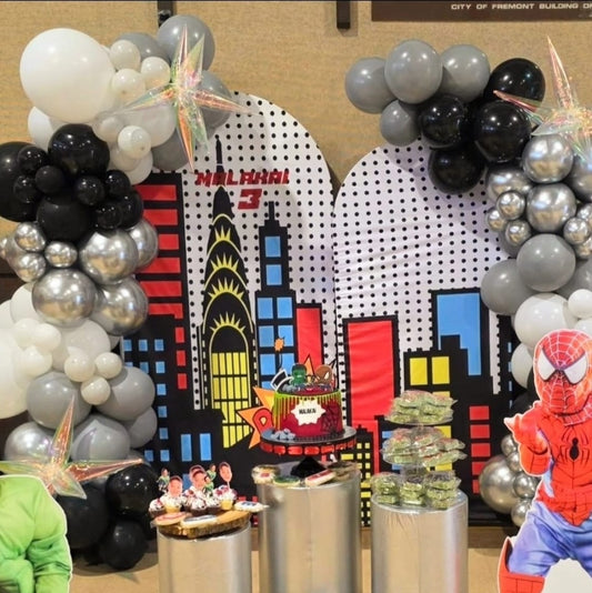 Super Hero City Birthday Party Arch Backdrop Wall Cloth Cover