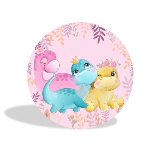 The Pink Dinosaur Decoration Round Circle Backdrop Cover Plinth Cylinder Pedestal Cover