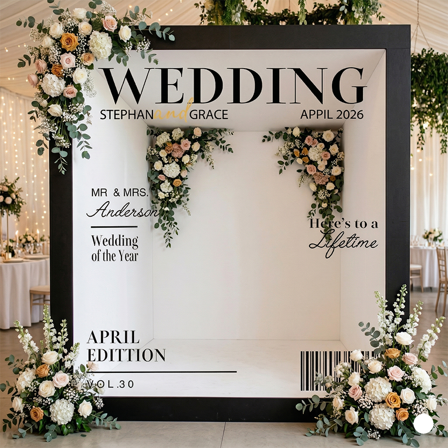 6.5x7.5ft Walk-In Party VOGUE Magazine Wedding Photo Booth Box Turn Every Guest Into a Cover Star