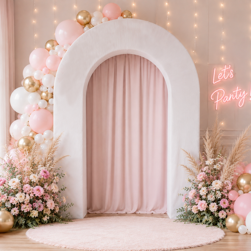 6x7.5ft 3D Arch Backdrop Stand With Cover For Birthday Baby Shower Party Backdrop