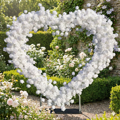white rose heart flower wall