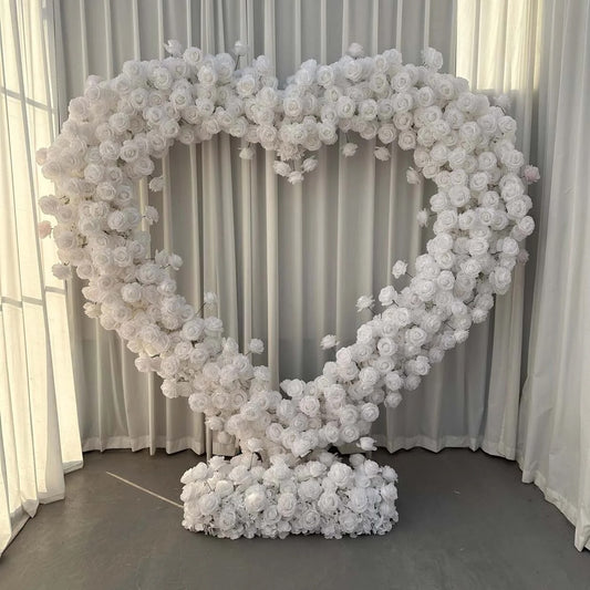white rose heart shape flower wall