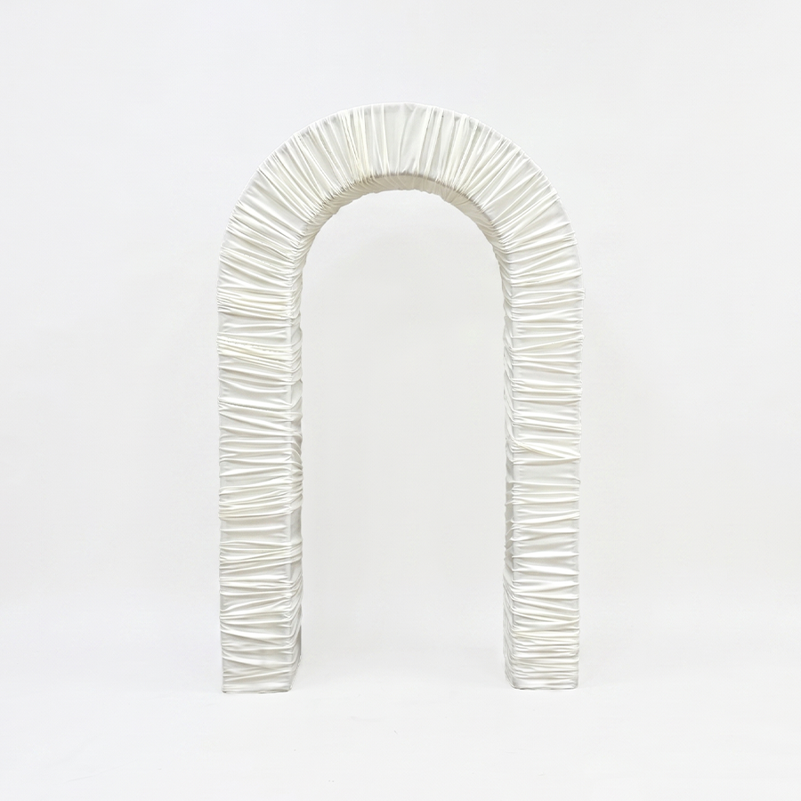 4.3x7ft 3D Arch Backdrop Stand With Ruched Fabric Cover For Birthday Baby Shower Party Backdrop