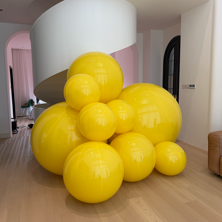 Large Matte Inflatable Balls Yellow PVC Reusable Event Decor for Party & Wedding
